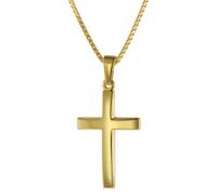 trendor 75544 Kreuz 21 mm Gold 585 mit goldplattierter Silberkette für Frauen