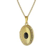 trendor Schmuck Damen-Kette mit Medaillon Onyx und Zirkonia Gold auf Silber 925 7574
