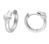 trendor 925 Kinder Ohrringe 925 Silber Klapp-Creolen mit Herz eleganter Ohrschmuck für Damen, zauberhafter Schmuck, zeitlose Geschenkidee, 41724