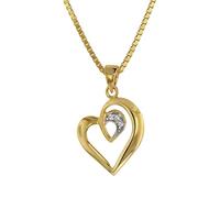 trendor Schmuck 75404 Anhänger Herz Gold 585 / 14 K an vergoldeter Silberkette, 45 cm