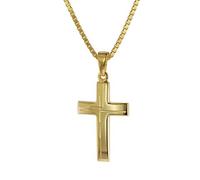 trendor Schmuck Anhänger Kreuz 585 Gold (14 Karat) mit goldplattierter Kette 75125