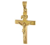 trendor Anhänger Kruzifix 24 mm Gold 750/18 Karat Damen und Herren Goldanhänger, modischer Kreuzanhänger, Geschenkidee, eleganter Schmuck aus Echtgold 75551