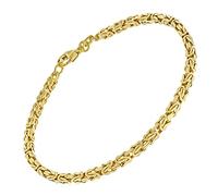 trendor Armband Königskette Silber 925 Vergoldet Breite 3,2 mm 51322 | Silber-Armband Damen und Herren, vergoldeter Silberschmuck, Armschmuck Sterlingsilber, Königsketten-Armband, Made in Germany