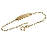 trendor Armband mit Gravur 585 Gold für Kinder Länge 14 cm inklusive Wunsch-Gravur Armkette mit Gravur für Mädchen und Jungen, Armband aus Echtgold, 08654-14