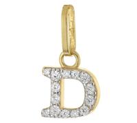 trendor Buchstaben-Anhänger D 925 Silber Vergoldet wunderschönes Schmuckstück für Damen, elegante Geschenkidee 21284-D