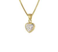 trendor Damen-Anhänger Gold 333 Zirkonia Herz mit vergoldeter Kette 41556-42 42 cm