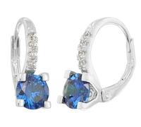 trendor Damen-Creolen 925 Silber Ohrringe Zirkonia Saphirblau zauberhafter Ohrschmuck für Frauen, zeitlose Geschenkidee, 21354-05