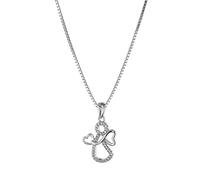 trendor Damen-Halskette mit Herz-Engel 925 Silber mit Zirkonias modischer Silberschmuck für Frauen, diese Kette ist eine tolle Geschenkidee, 75055-45 45 cm