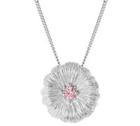trendor Damen-Halskette mit Lotusblatt 925 Silber Rhodiniert 31162-09 | Silber-Halskette mit Lotusblatt, Anhänger-Kette mit Zirkonia, Silber-Schmuck Frauen mit Anhänger, Damen-Kette Sterlingsilber