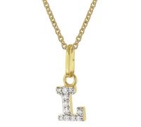 trendor Damen-Kette mit Buchstabe L Anhänger 925 Silber Vergoldet zauberhaftes Schmuckstück für Frauen, tolle Geschenkidee, 28266-L-42 42 cm