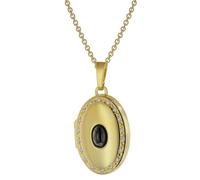 trendor Schmuck 75748 Damen-Kette mit Medaillon Onyx und Zirkonia Gold auf Silber 925, 45 cm