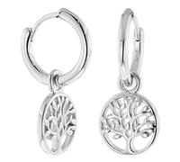 trendor Damen-Ohrringe 925 Silber Creolen mit Lebensbaum 925 Silber eleganter Ohrschmuck aus Sterlingsilber, Geschenkidee aus Echtsilber für Frauen 51020