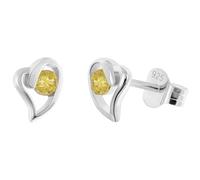 trendor Damen Ohrringe 925 Silber Ohrstecker Herz Citringelb zauberhafter Ohrschmuck für Frauen, zeitlose Geschenkidee, 21404-13