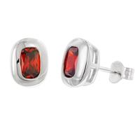 trendor Damen-Ohrringe 925 Silber Ohrstecker Zirkonia Granatrot zauberhafter Ohrschmuck für Frauen, zeitlose Geschenkidee, 21440-16