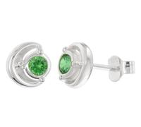 trendor Damen Ohrringe 925 Silber Ohrstecker Zirkonia Grün zauberhafter Ohrschmuck für Frauen, elegante Geschenkidee, 21422-11