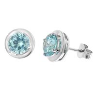trendor Damen-Ohrringe 925 Silber Ohrstecker Zirkonia Swiss Blau zauberhafter Ohrschmuck für Frauen, wunderschönes Accessoire und edle Geschenkidee 21326-03