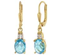 trendor Damen-Ohrringe 925 Silber Vergoldet Mit Synthetischen Blautopas modischer Ohrschmuck für Frauen, zauberhafte Geschenkidee und elegantes Accessoire 68982