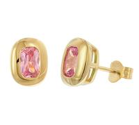 trendor Damen-Ohrringe 925 Silber Vergoldet Ohrstecker Zirkonia Pink zauberhafter Ohrschmuck für Frauen, zeitlose Geschenkidee, 21446-09