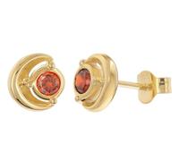 trendor Damen Ohrringe 925 Silber Vergoldet Zirkonia Granatrot eleganter Ohrschmuck für Frauen, modisches Accessoire 21430-16