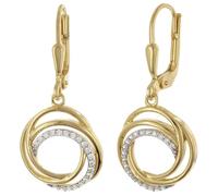 trendor Damen-Ohrringe 925 Silber Vergoldet Zirkonia-Ohrhänger eleganter Ohrschmuck für Frauen, modische Geschenkidee und edles Accessoire, 28042