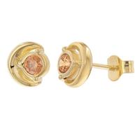 trendor Damen Ohrringe 925 Silber Vergoldet Zirkonia Orange eleganter Ohrschmuck für Frauen, modisches Accessoire 21430-10