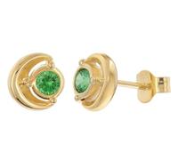 trendor Damen Ohrringe 925 Silber Vergoldet Zirkonia-Stecker Grün eleganter Ohrschmuck für Frauen, modisches Accessoire 21430-11