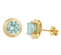 trendor Damen-Ohrringe 925 Silber Vergoldet Zirkonia Swiss Blau zauberhafter Ohrschmuck für Frauen, wunderschönes Accessoire und edle Geschenkidee 21334-03