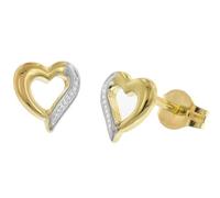 trendor Damen-Ohrringe Gold 333 / 8K Bicolor Herz-Ohrstecker Ø 6 mm 28464