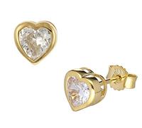 trendor 41549 Damen-Ohrringe Gold 333/8K Herz mit Zirkonia