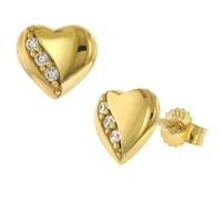 trendor Damen-Ohrringe Gold 333/8K Herz Ohrstecker mit Zirkonia 41499 | eleganter Ohrschmuck für Damen, zauberhafter Schmuck aus Echtgold, modische Geschenkidee