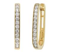 trendor Damen-Ohrringe Gold 333/8K Klapp-Creolen mit Zirkonia 21156