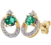 trendor Damen-Ohrringe Gold 333 / 8K Ohrstecker mit Smaragd Ohrschmuck für Frauen, wunderschöne Geschenkidee, 21182