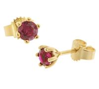trendor 68690 Damen-Ohrringe Gold 333/8K Ohrstecker mit synth. Rotem Korund