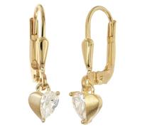 trendor Damen-Ohrringe Herz Ohrhänger 925 Silber Vergoldet mit Zirkonia | Ohrschmuck für Frauen aus Sterlingsilber goldplattiert, Herz-Ohrringe mit Zirkonias, herzförmige Hänge-Ohrringe, Geschenk