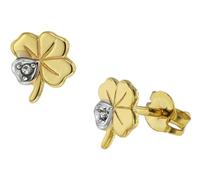 trendor 75094 Damen Ohrringe Kleeblatt 333 Gold 8 Karat Bicolor