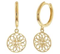 trendor Schmuck Damen-Ohrringe Lebensblume 925 Silber Vergoldet Klapp-Creolen 15921