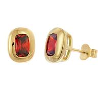 trendor Damen-Ohrstecker 925 Silber Vergoldet Zirkonia Granatrot zauberhafter Ohrschmuck für Frauen, zeitlose Geschenkidee, 21446-16