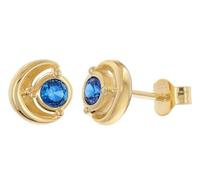 trendor Damen Ohrstecker 925 Silber Vergoldet Zirkonia Saphir-Blau zauberhafter Ohrschmuck für Frauen, zeitlose Geschenkidee, 21430-05