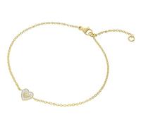 trendor Damenarmband Herz mit Zirkonia 925 Silber Vergoldet 21876 | Armband für Frauen aus Sterlingsilber, vergoldete Ankerkette mit Herz und Zirkonias