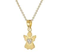 trendor Engel-Anhänger Gold 333 mit Vergoldeter Silberkette für Kinder zeitloses Schmuckstück für Kinder, modisches Accessoire 28974-42 42 cm