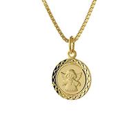 trendor Engel Schmuck-Anhänger für Kinder Gold 585 + vergoldete Kette liebevoller Kinderschmuck für Mädchen und Jungen, zauberhafte Geschenkidee, 75323-42 42 cm