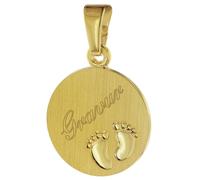 trendor Gravur-Anhänger Gold 333 / 8K Gravurplatte mit Babyfüßen inklusive Wunsch-Gravur 08307