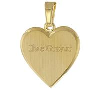trendor Gravur-Anhänger Gold auf Silber 925 Herz mit Namen 15 mm inklusive Wunsch-Gravur edler Gravurschmuck, Schmuckstück für Damen und Herren, 41193