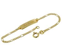 trendor Gravur-Armband für Kinder 333 Gold Armband mit Namen 14/12 cm inklusive Wunsch-Gravur 50453