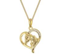 trendor Schmuck Halskette Herz mit Pferd und Mädchen 925 Silber vergoldet 28444
