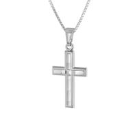 trendor Halskette mit Kreuz 925 Silber 21 mm zeitloser Halsschmuck für Damen und Herren, elegantes Accessoire 68255-40 40 cm