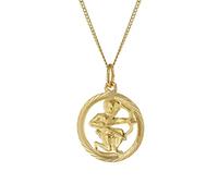 trendor Halskette mit Schütze Sternzeichen 333 Gold Ø 16 mm klassischer Tierkreiszeichen Anhänger für Damen oder Herren, zeitloser Halsschmuck 41980-12-45 45 cm