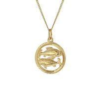 trendor Halskette mit Sternzeichen Fische 333 Gold Ø 16 mm klassischer Tierkreiszeichen Anhänger für Damen oder Herren, zeitloser Halsschmuck 41980-03-40 40 cm