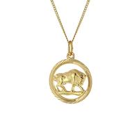 trendor Halskette mit Stier Sternzeichen 333 Gold Ø 16 mm klassischer Tierkreiszeichen Anhänger für Damen oder Herren, zeitloser Halsschmuck 41980-05-45 45 cm