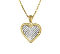 trendor Herz-Anhänger Gold 333 + vergoldete Silberkette wunderschöner Herzanhänger aus Echtgold mit Zirkonias für Damen, elegante Geschenkidee für Frauen 75560